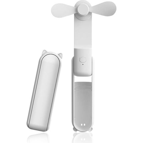 Mini ventilador de mano，ventilador portátil silencioso con batería externa de 2500 mAh，recargable por USB，color blanco (1/5)