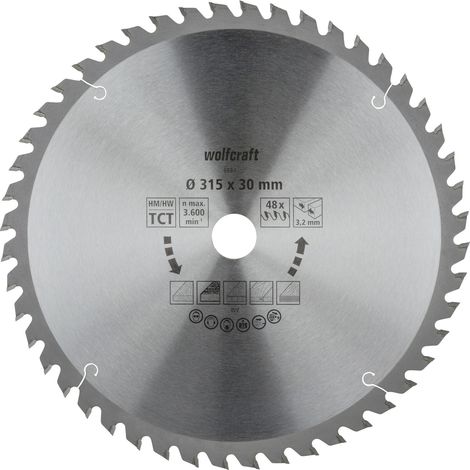 Wolfcraft Kreissägeblatt Ø 315 mm Bohrung Ø 30 mm 48 Zähne Kreissägeblatt