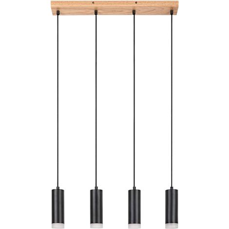 Lampe à tache toras en bois de bois métal noir gu10 4 x max.5W l: 60 cm h: 150 cm Ø6cm dimmable (1/5)