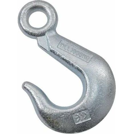 Crochet de levage en acier galvanisé 250kg – Œillet de fixation Ø 12,5mm – Longueur 62mm – Largeur d'ouverture 18mm (1/2)