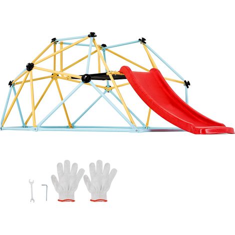 Dôme d'escalade 8FT avec toboggan, pour enfants 3-9 ans, gym jungle supportant 600LBS, assemblage facile, poignées d'escalade, équipement de jeu intérieur/extérieur. (1/5)