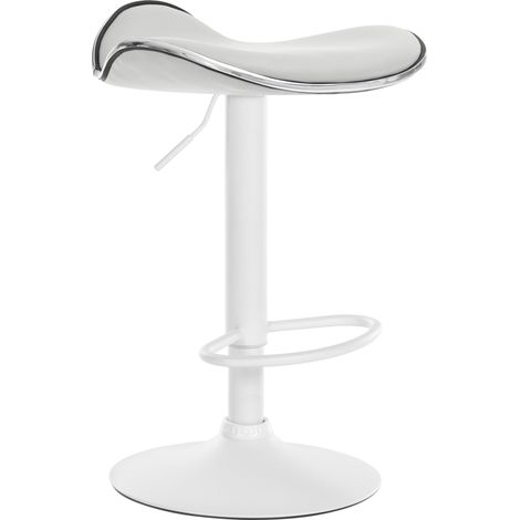 Taburete de bar x1 asiento ergonómico de PVC blanco base de trompeta de metal blanco 100005387