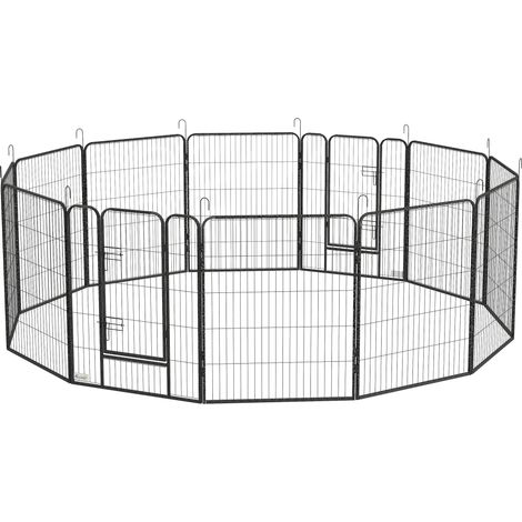 Enclos pour chiots 12 panneaux maille acier 2 portes pliable 80x100 cm gris