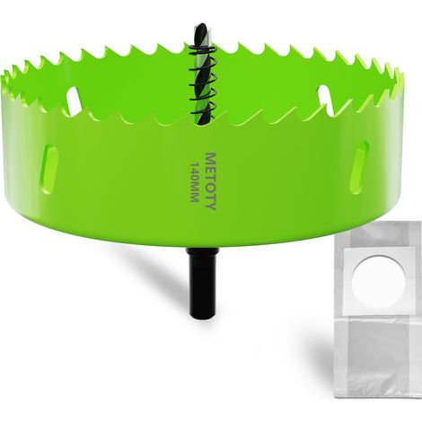 Scie cloche bi-métal de 140 mm, scies cloches universelles HSS M42, avec adaptateur de tige triangulaire et foret de centrage, un sac anti-poussière pour aluminium, métaux, plastiques (1/5)