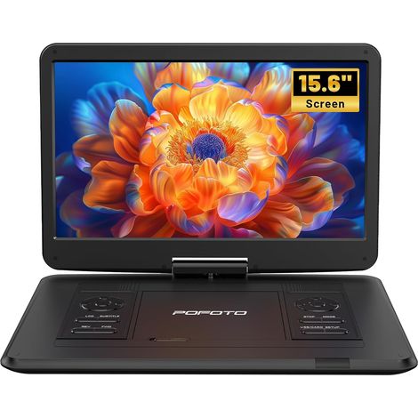 Lecteur DVD Portable 17,5'' avec Écran Pvotant HD 15,6", 6h Autonomie, Compatible Multiformat Disques/SD/USB, sans Région, Mémoire de Lecture, Sortie TV/Projecteur, Haut-parleurs Stéréo (1/5)