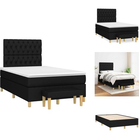 Sommier à lattes de lit avec matelas noir 120x190 cm tissu - Lit Double - Lit Tapissier - Literie - Chambre À Coucher - Meuble De Chambre (1/5)