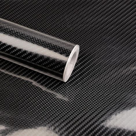 Film Covering Voiture, 30 x 150 cm Covering Carbone Noir Brillant 6D avec Technologie sans Bulles, Autocollant Voiture Tuning pour Intérieurs et Extérieurs Autos, Motos et Vélos (1/5)