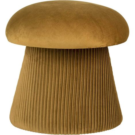 LIKAHA - Pouf en Velours Jaune Moutarde Forme champignon (1/3)