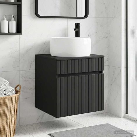 vidaXL Mobile lavabo da parete Nero 49 x 44,5 x 66 cm