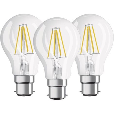 Pr Lot de 3 Ampoules LED Filament Standard - Culot B22 - 6 W Equivalent 60 W - Blanc Chaud 2700K [Classe énergétique E]