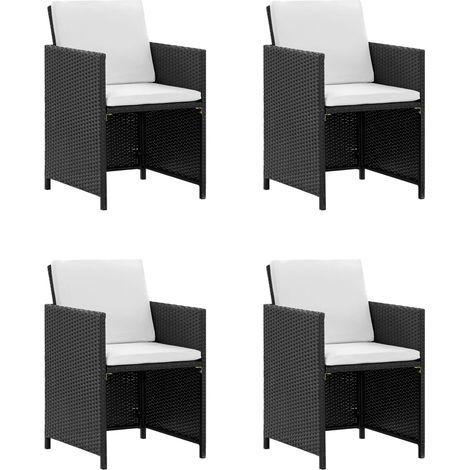 Salon de jardin encastrable 9 pcs Contemporain, Ensemble repas de jardin, et coussin Résine tressée Noir OIB2872E