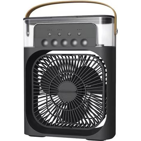Mini rafraîchisseur d'air, ventilateur ultra-silencieux, 3 vitesses, avec réservoir d'eau, noir, 25,8 x 20 cm (1/5)
