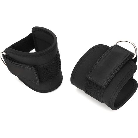 Sangle de cheville de fitness avec anneau en D pour le maintien de la cheville, adaptée à l'entraînement en force avec câbles et machines (noire) (1/5)