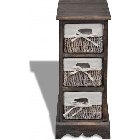 Étagère de rangement Bois Marron 3 paniers en tissage (1/5)