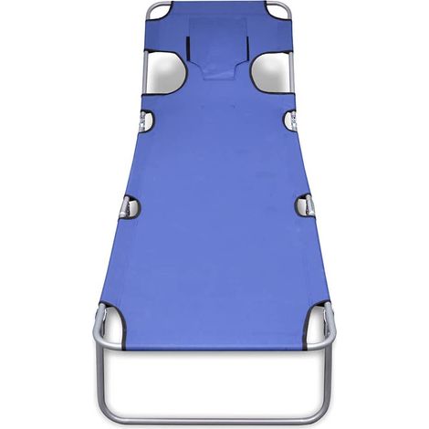 Maison Exclusive - Chaise longue avec coussin de tête Acier enduit de poudre Bleu (1/5)