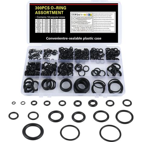 300 Rubber O-Rings, 18 Sizes, Plumbing (1/5)