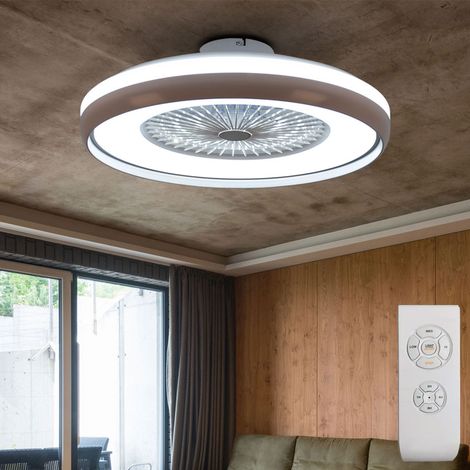 Ventilatore da soffitto lampada da soffitto ventilatore da soggiorno, telecomando CCT 3 livelli timer, 1x LED 32W 3000Lm bianco caldo-bianco freddo, DxH 60x20cm
