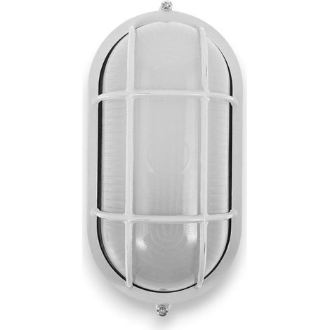 Plafoniera applique da esterno per parete o soffitto in alluminio pressofuso con griglia di protezione Algi - Bianco (1/5)