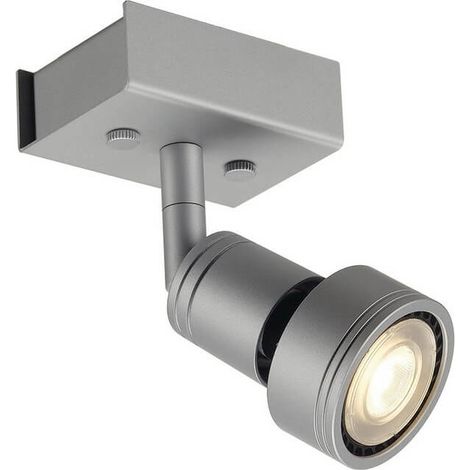 Plafonnier gris argent 86x56x86mm 1 spot orientable Ø 35mm ampoule GU10 50W max (non incl) 230V IP20 PURI 1 SLV DECLIC (1/4)