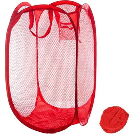 Panier à linge pliable en filet pour chambre à coucher, chambre d'enfant, chambre d'étudiant (1/5)