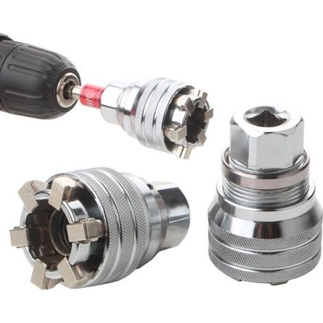 Lntyq Clé à douille universelle réglable professionnelle 3/8-3/4" 10 mm - 19 mm - Outils pour clé dynamométrique à cliquet et perceuse 3/8" (1/5)