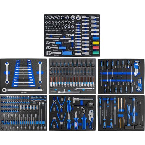 EDICION CARBONO - CONJUNTO DE MÓDULOS DE HERRAMIENTAS EVA CON TERMINACIÓN EN CARBONO PARA CARRO, AZUL