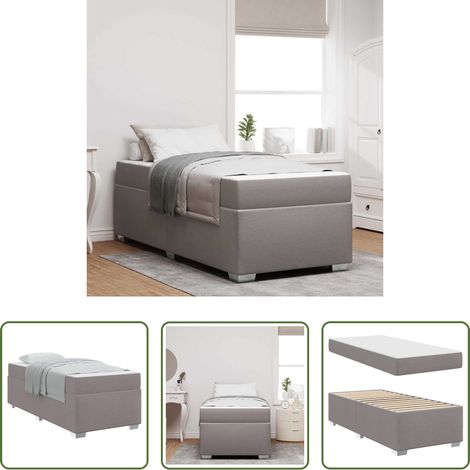 vidaXL Confort - Cadre de lit avec matelas Taupe 80 x 200 cm tissu (1/5)