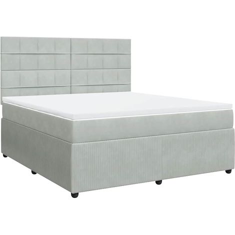 Maison Exclusive - Giroletto a Molle con Materasso Grigio Chiaro 180x200cm Velluto