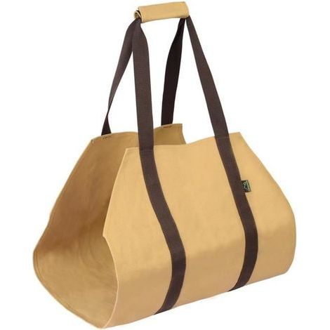 Sac à bois - - U7238 - Toile cirée résistante à l\'eau - Poignée rembourrée - Couleur sable (1/3)