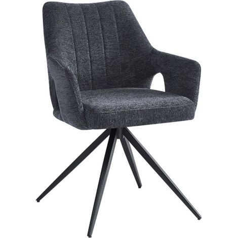 Fauteuil repas tissu noir Sahana (1/4)