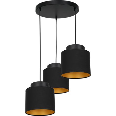 Suspension Luminex Frodi Ø45 noire/or 3 abat-jours E27
