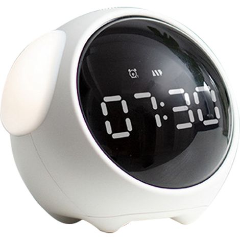 Horloge d'expression multifonctionnelle en forme de chien, alarme numérique LED, veilleuse activée par la voix, blanche