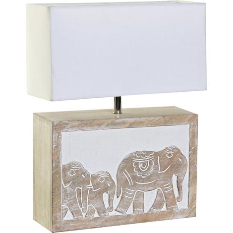 Lampe de salon chaleureuse motifs éléphants bicolores - Marron éclatant avec touches blanc (1/4)