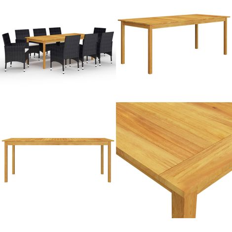 Set da Pranzo da Giardino 9 pz Nero - Tavolo da pranzo in legno - Sedie da esterno