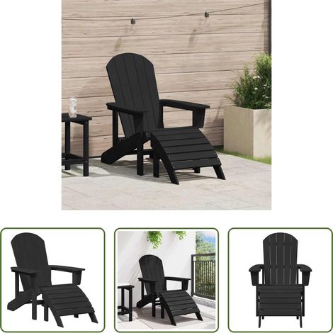 Chaise de jardin - Chaise Adirondack Noir 82 x 74 x 92 cm HDPE (1/5)