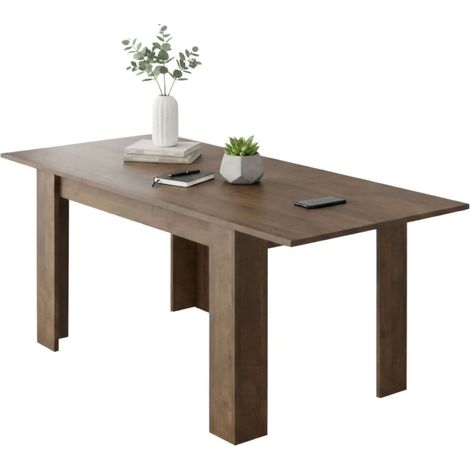 Mesa Extensible Marene, Extensible, Mecanismo Extensión Central, Longitud Máxima 200 cm, 200x90x75h cm Marrón Nogal