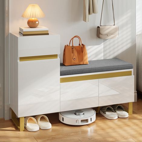 Meuble à chaussures-grande capacité-armoire rangement multi-étages-modern minimaliste-organiseur tiroirs-portes-120x35x85cm (1/5)