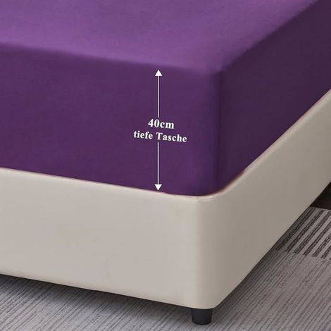 Violet 180x200x40, Drap Housse 180x200 Grand Bonnet 40 cm - Drap Housse 2 Personnes 180 x 200 Grand Bonnet 40 cm Matela DRAP HOUSSE (1/5)