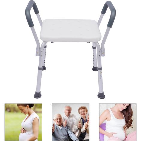 Chaise de douche avec accoudoirs, tabouret de douche réglable en hauteur, pour personnes âgées, femmes enceintes, handicapées, montage sans outil