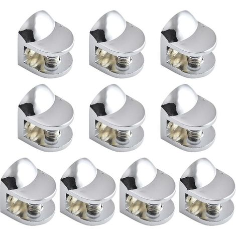 Lot de 10 supports de verre en métal rouille style moderne Fixation rapide pour cadre et cloisons (1/4)