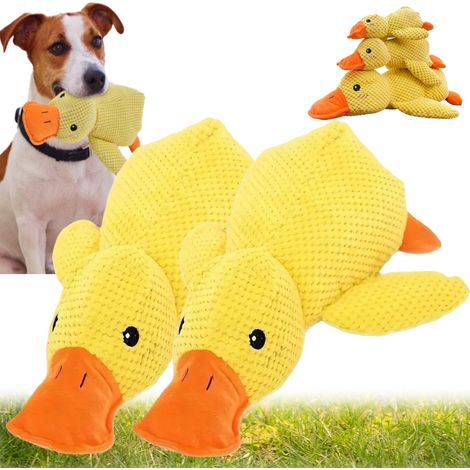 Set di 2 giocattoli gialli a forma di paperella per cani, giocattoli resistenti per animali domestici (M, 32 cm) (1/5)