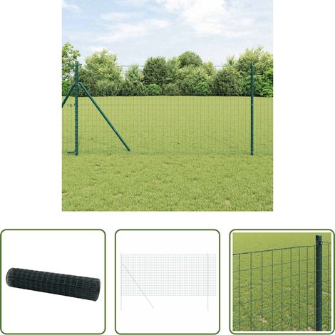 vidaXL Terrassenzaun - Eurozaun Grün 1 x 25m PVC-beschichtetes Eisen (1/5)