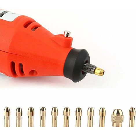 SJLERST Lot de 11 mandrins en laiton de précision 0,5-3,2 mm pour perceuse Dremel - Outils rotatifs de mandrin électrique (1/5)