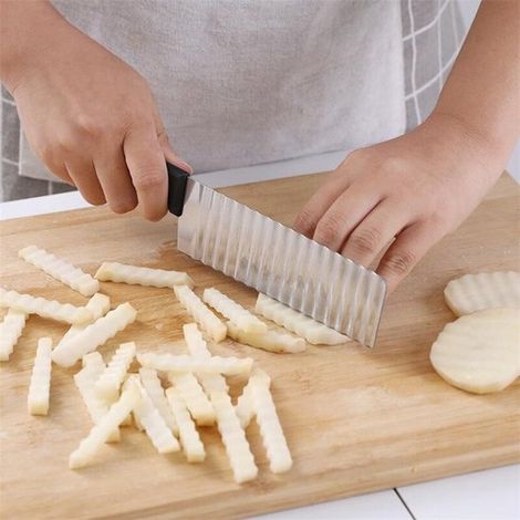 Coupe-frites ondulé – Couteau dentelé multifonctionnel – Hachoir à pommes de terre – Accessoire de cuisine (1/5)