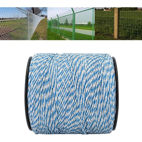 500m/100m Fil De Clôture Électrique, Fil Pour Clôtures Électriques Avec 6/9 Fils Conducteurs Pour Clôtures Contre Animaux Sauvages, Clôture Électrique pour Animaux (Bleu Blanc, 500M) (1/5)