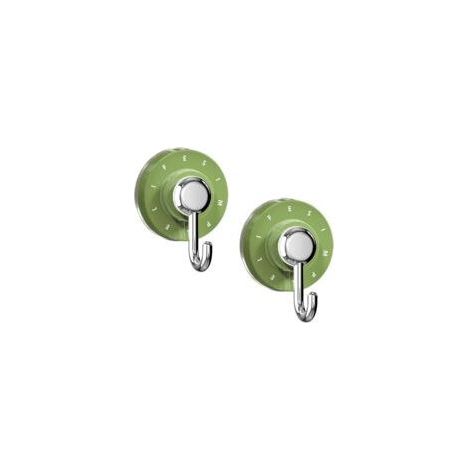 Set mit 2 J-förmigen Saugnapfhaken – Grüne Haken mit starken Saugnäpfen – Kein Bohren erforderlich für glatte Wände (Bad, Küche, Balkon) – Zum Aufhängen von Handtüchern, Küchenutensilien und Kleidung