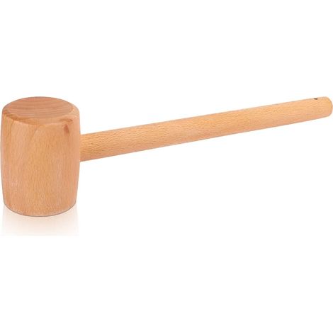 Marteau en Bois avec Poignée Ergonomique, Mini Marteau en Bois Portable pour Menuisier Bricolage en Cuir, 295 mm / 11,6 Pouces, 185 g, Marron (1/5)