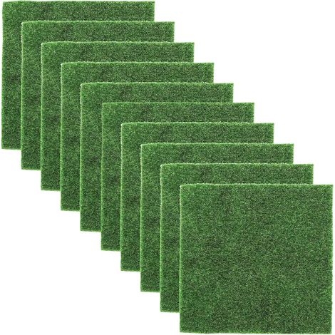 10 Pièces Herbe de Mousse Miniature, 15 X 15 cm Tapis de Pelouse Verte Artificielle, Réutilisable Gazon Artificiel Réaliste Jardin de Pelouse Miniature, pour la Décoration DIY Travaux Manuels