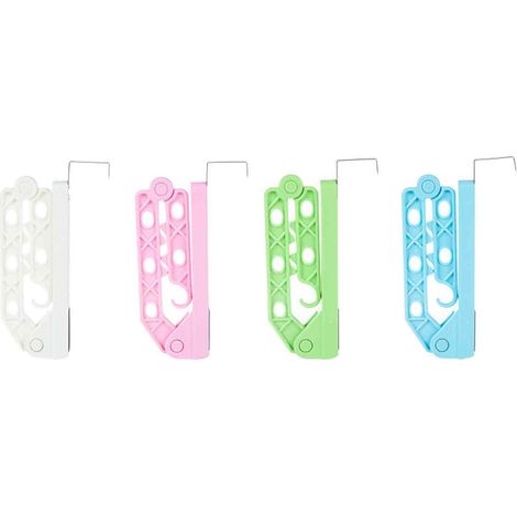 Ensemble de 4 cintres pliables de voyage pour suspendre le linge (chaussettes, pantalons, vêtements de bébé, serviettes, chiffons, robes, soutiens-gorge, jupes, t-shirts, etc.) en plastique (1/4)