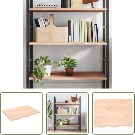 Furniture Limited - Étagère murale 80x60x2 cm bois de chêne (1/5)